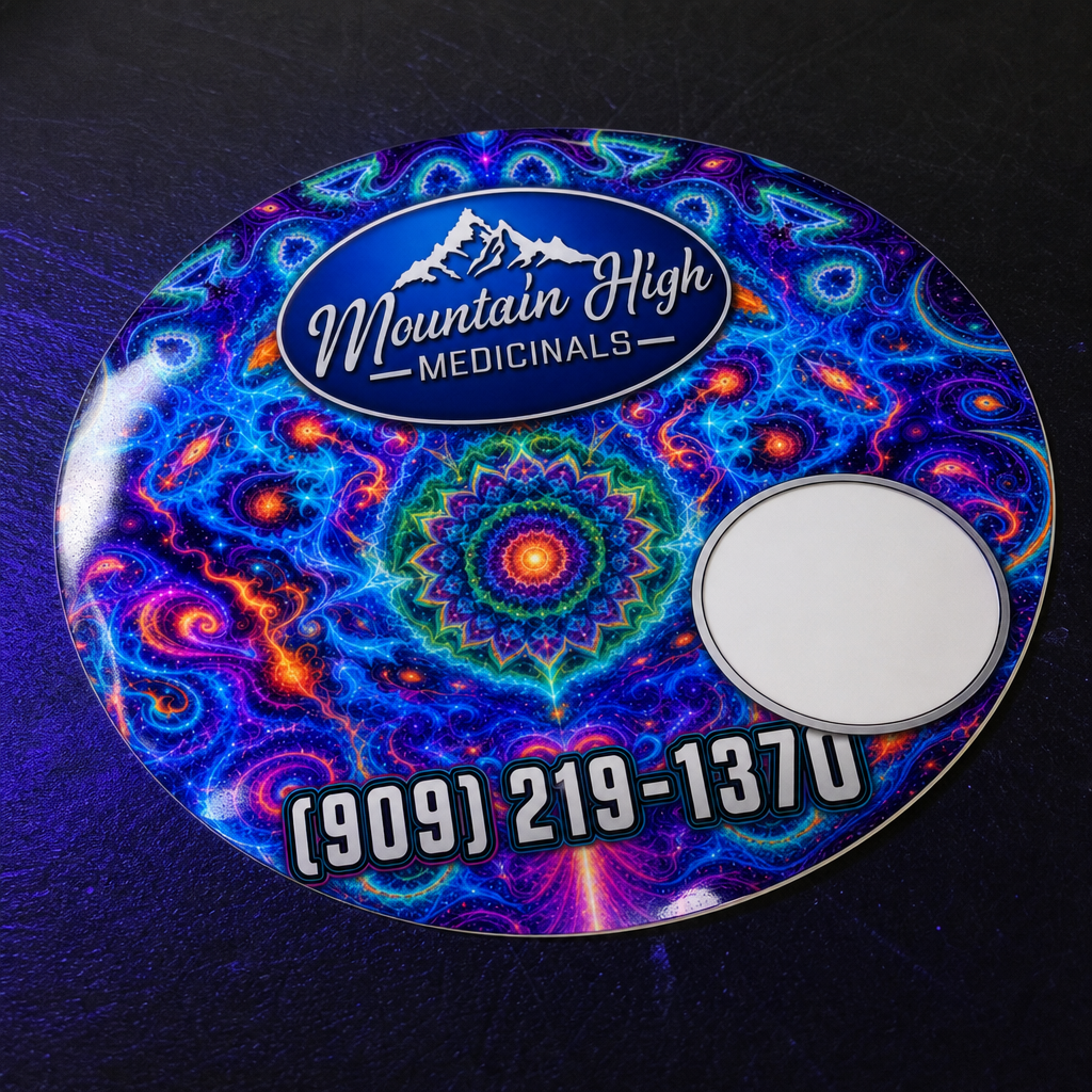 Mountain High lab sticker mockup — not for sale